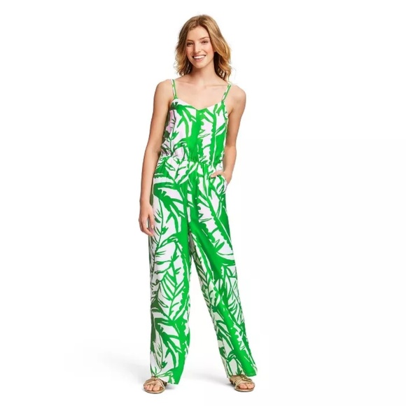 Lilly Pulitzer Target Boom Jumpsuit V Neck Palm - Picture 3 of 4